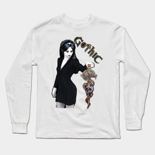 Gothic Girl Stick Long Sleeve T-Shirt